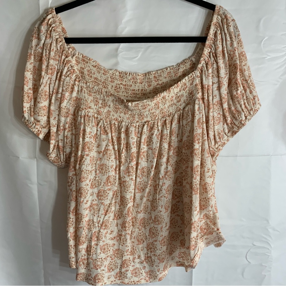 NWT Lucky Brand Neutral Floral Off-Shoulder Blouse, size XXL - Picture 9 of 10